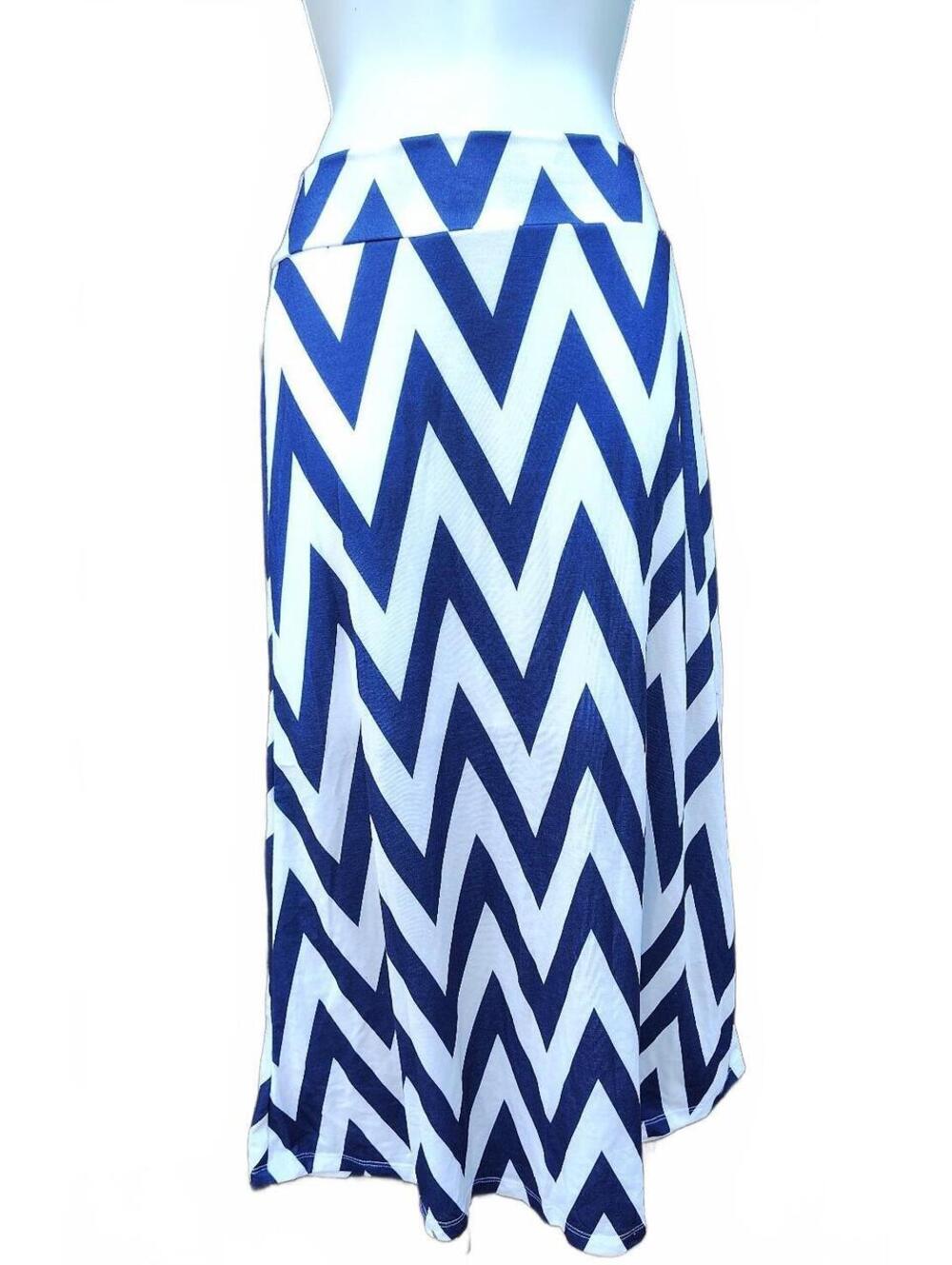 In girl Blue White Chevron Skirt (Kid's L)